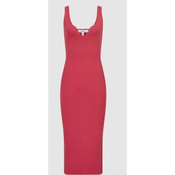 Reiss DAKOTA SWEETHEART NECK KNITTED BODYCON Dress in Pink NWT Size Medium - Picture 2 of 13